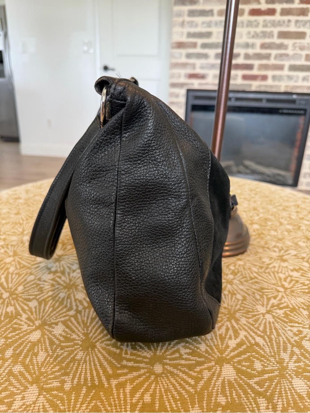 Furla Black Suede and Pebbled Leather Shoulder Bag - Picture 4 of 8
